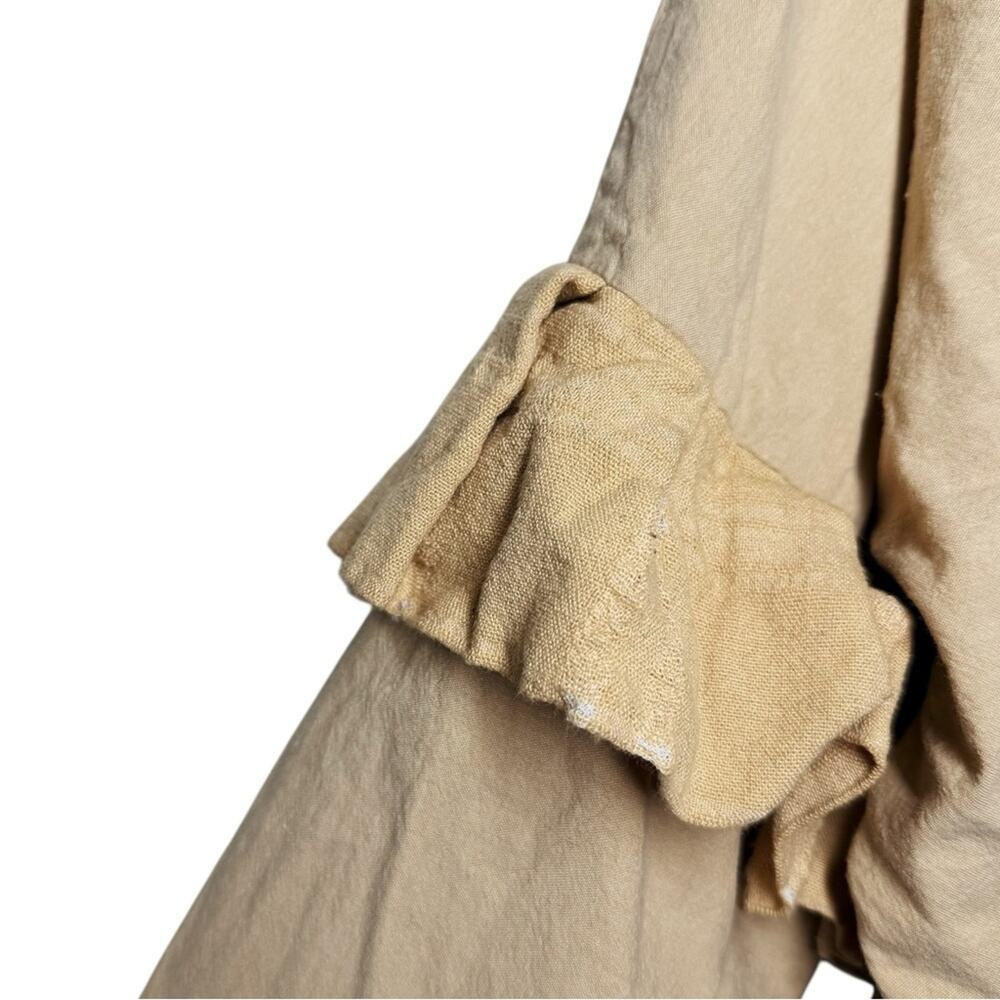 Museo Studio Beige Tan Unique Ruffle Sleeve Relaxed Handmade Top - Picture 11 of 11